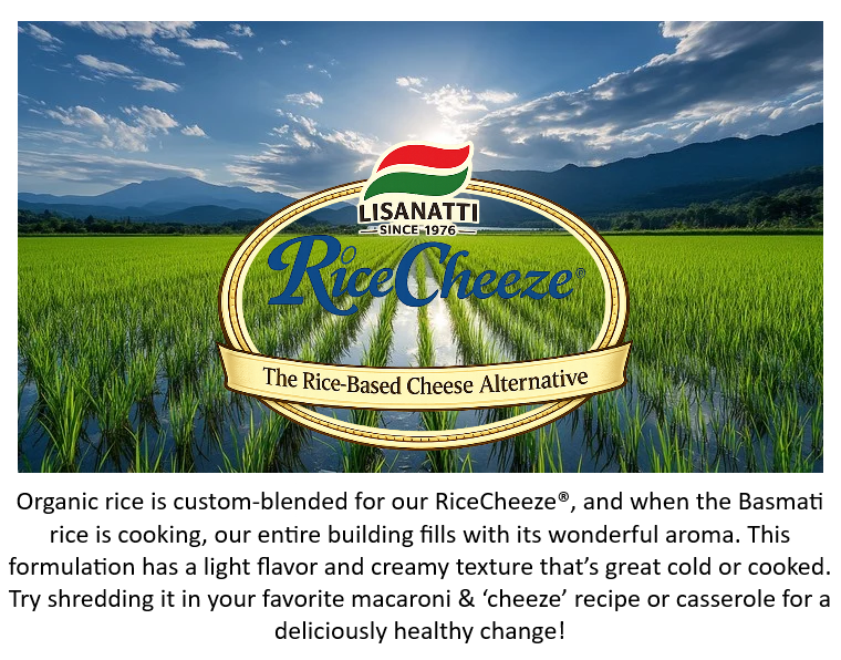 Rice fields with Lisanatti Rice Cheeze logo